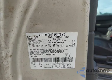 2011 Ford Escape Xlt z USA, uszkodzony, nr VIN 1FMCU0D73BKB70526